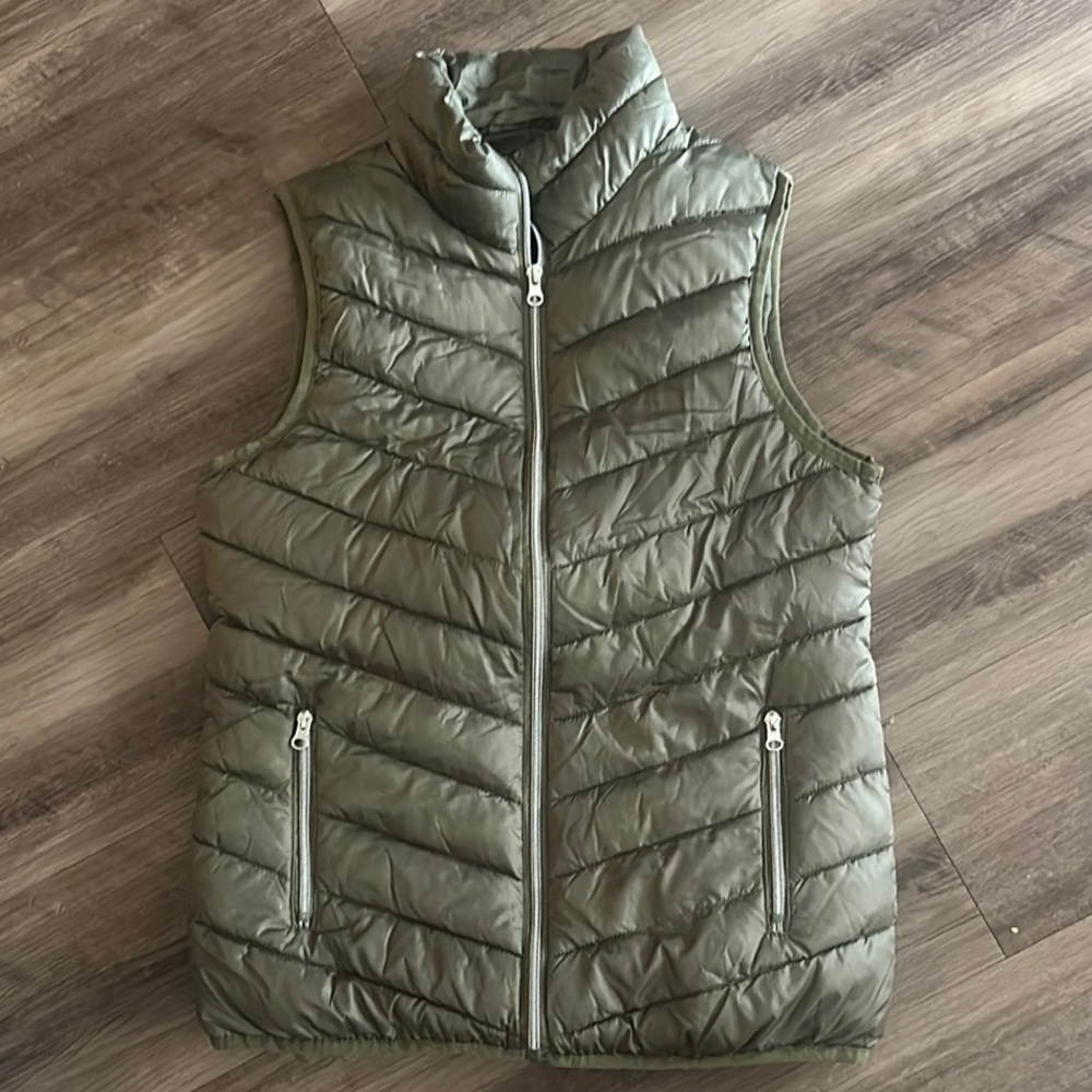 Olive Green Quilted Puffer Vest
